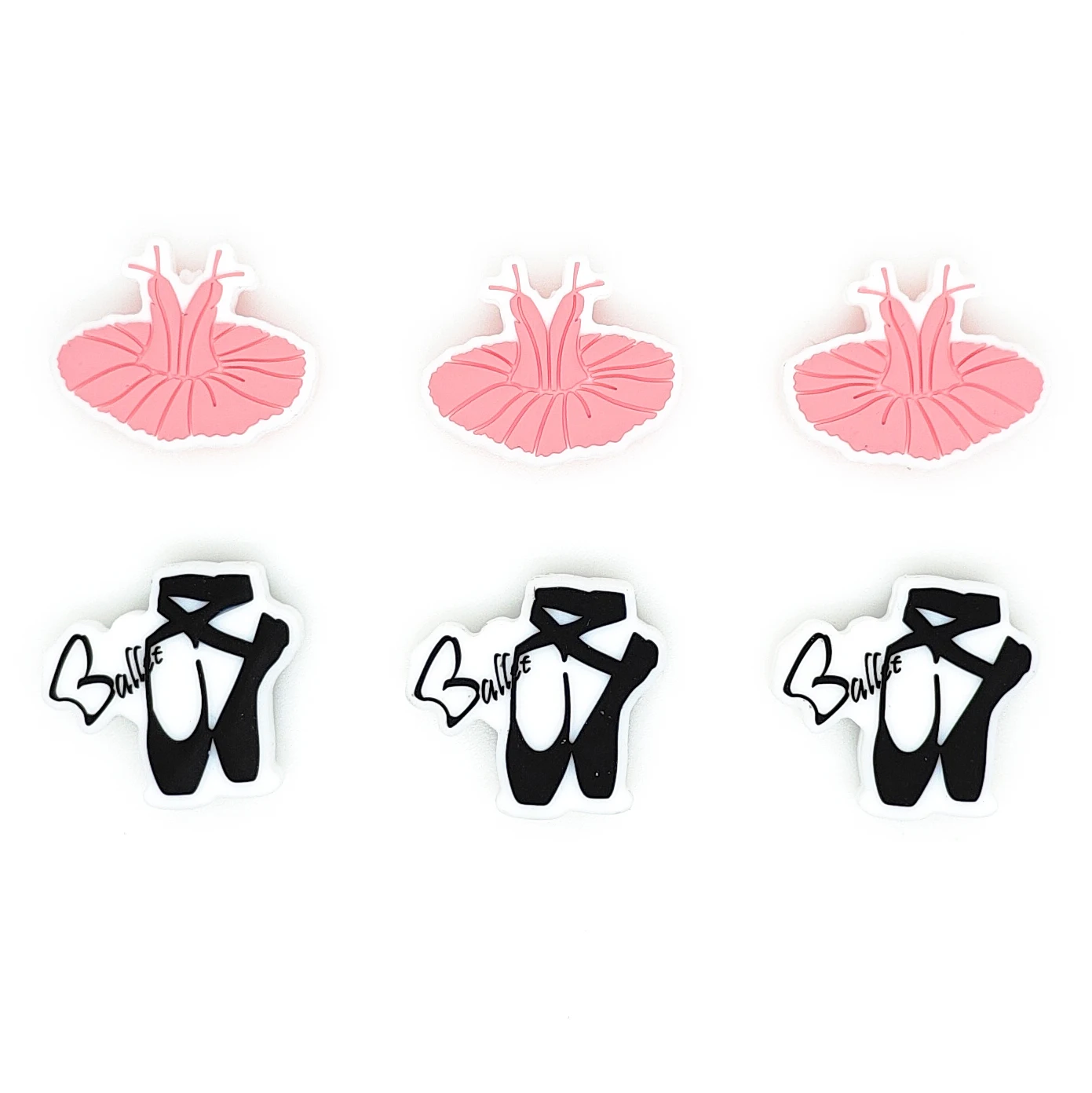 New Design Tutu Black Ballet Shoes Silicone Focal Beads Teething Toy Bracelet Keychain Making Ballet Dancing Silicone Bead