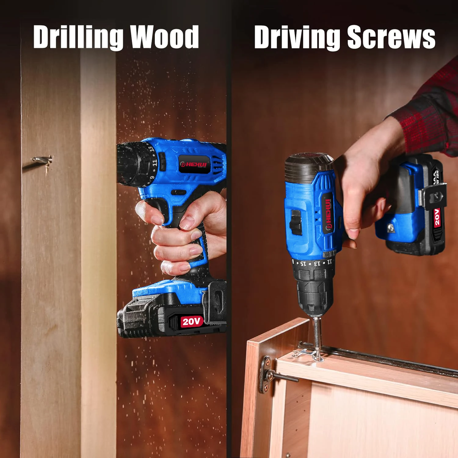 Hehui Portable Electrical 20V Charger Drill Set Original Li-Ion Battery Drilling Machine Wireless Drill