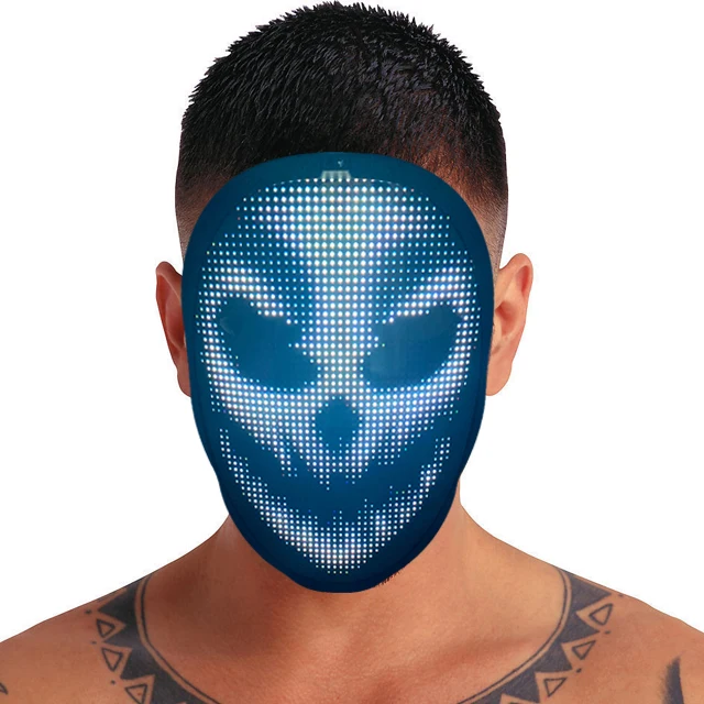 EDM Costume Cosplay Light Up programmable LED message Mask APP  LED mask  for Halloween Party Event