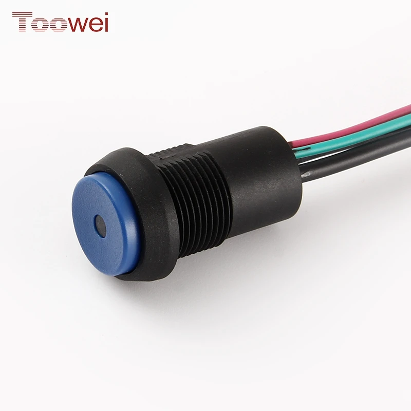 5A 250VAC momentary led light illuminated waterproof push button switch with cable wire