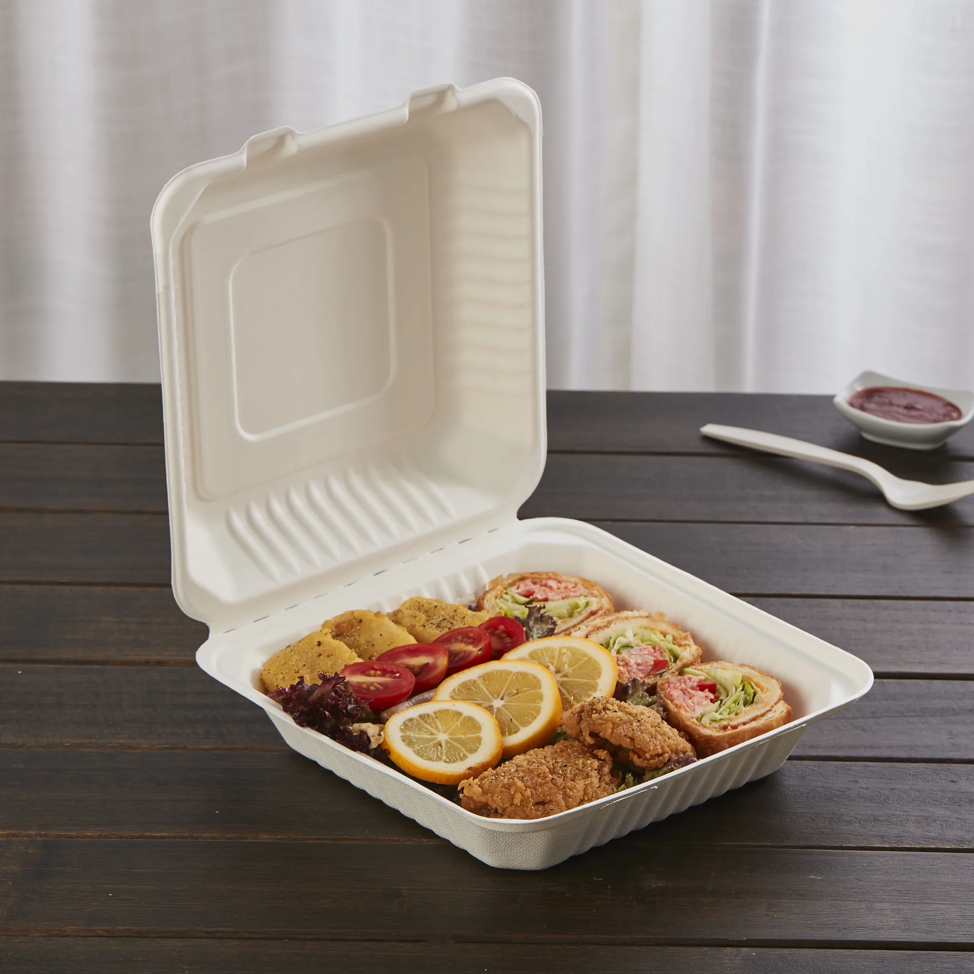 Disposable Non-Toxic Sugarcane Box For Food Packaging