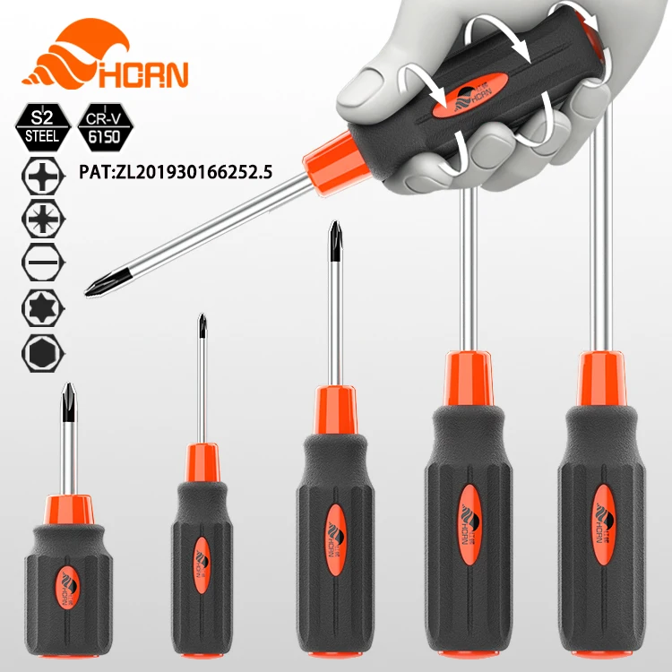 Wood plastic handle crv ratchet screwdriver bit set, slotted screwdriver precision