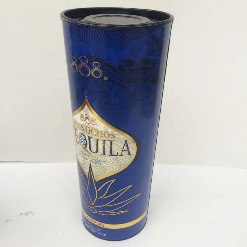 Custom Whiskey Packaging Paper Cardboard Tube For Glass Bottle Brown Paper Craft Tube For Beverage Packaging