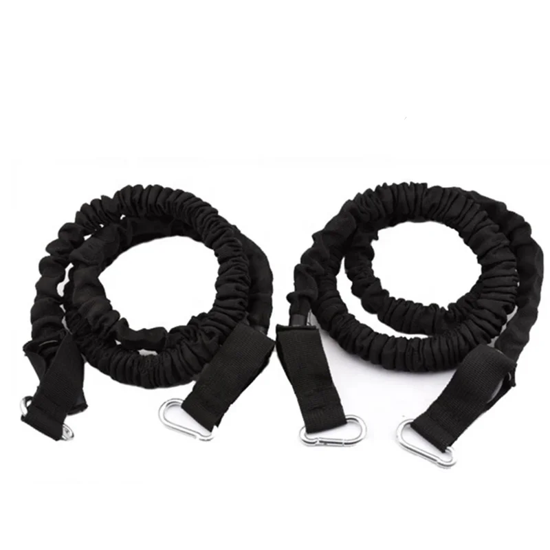 Gym Fitness Adjustable Carabiner Waist Belt Explosive Harness Set Elastic Pull Rope Hook Latex Bungee Cord Resistance Tube Band