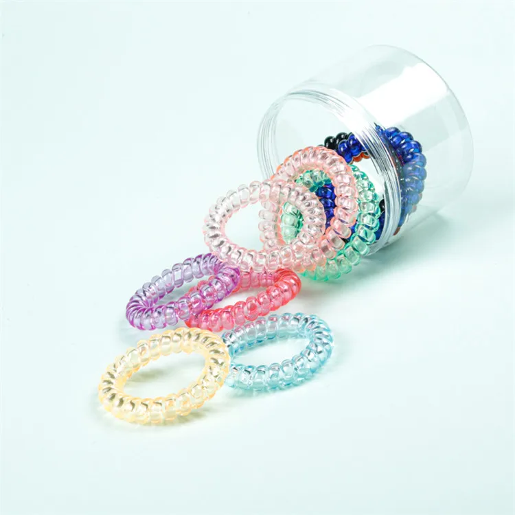 
Transparent clear tpu telephone cord line ponytail holders hair rings coils elastic hair tie 