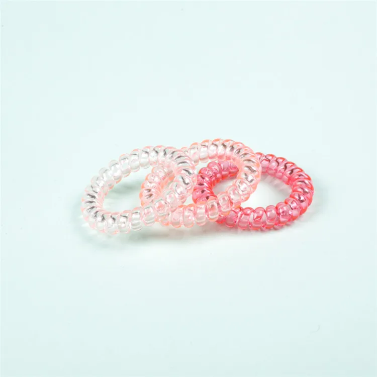 
Transparent clear tpu telephone cord line ponytail holders hair rings coils elastic hair tie 