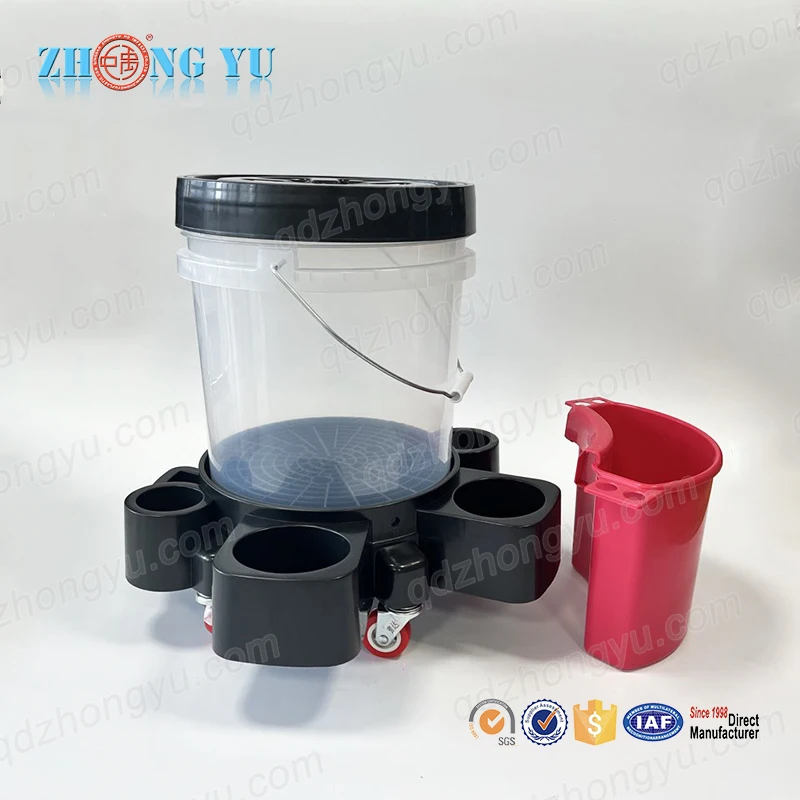 Plastic Clear Auto Cleaning Container 5 gallon detailing car wash bucket with detailing tools dirt trap bucket tool organizer