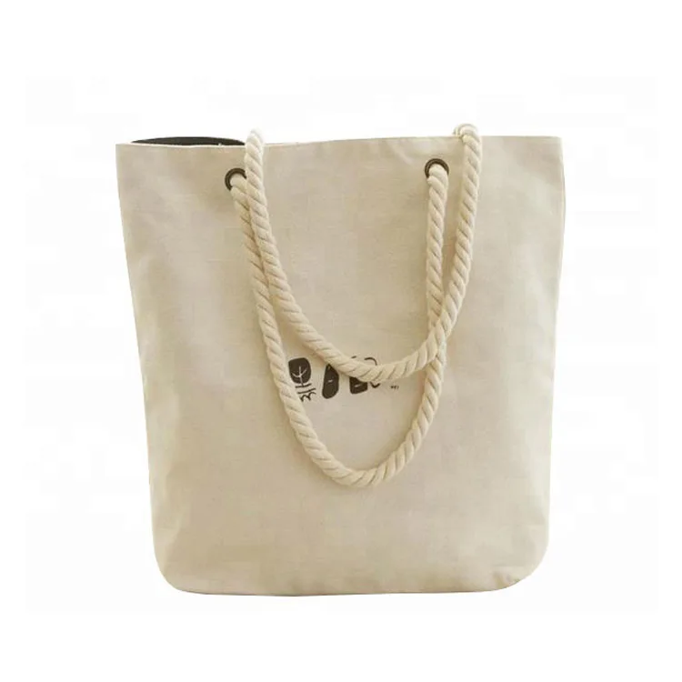 OEM promotional recycling shoulder grocery sling supermarket beach shopper shopping bag cotton canvas tote bag with rope handle