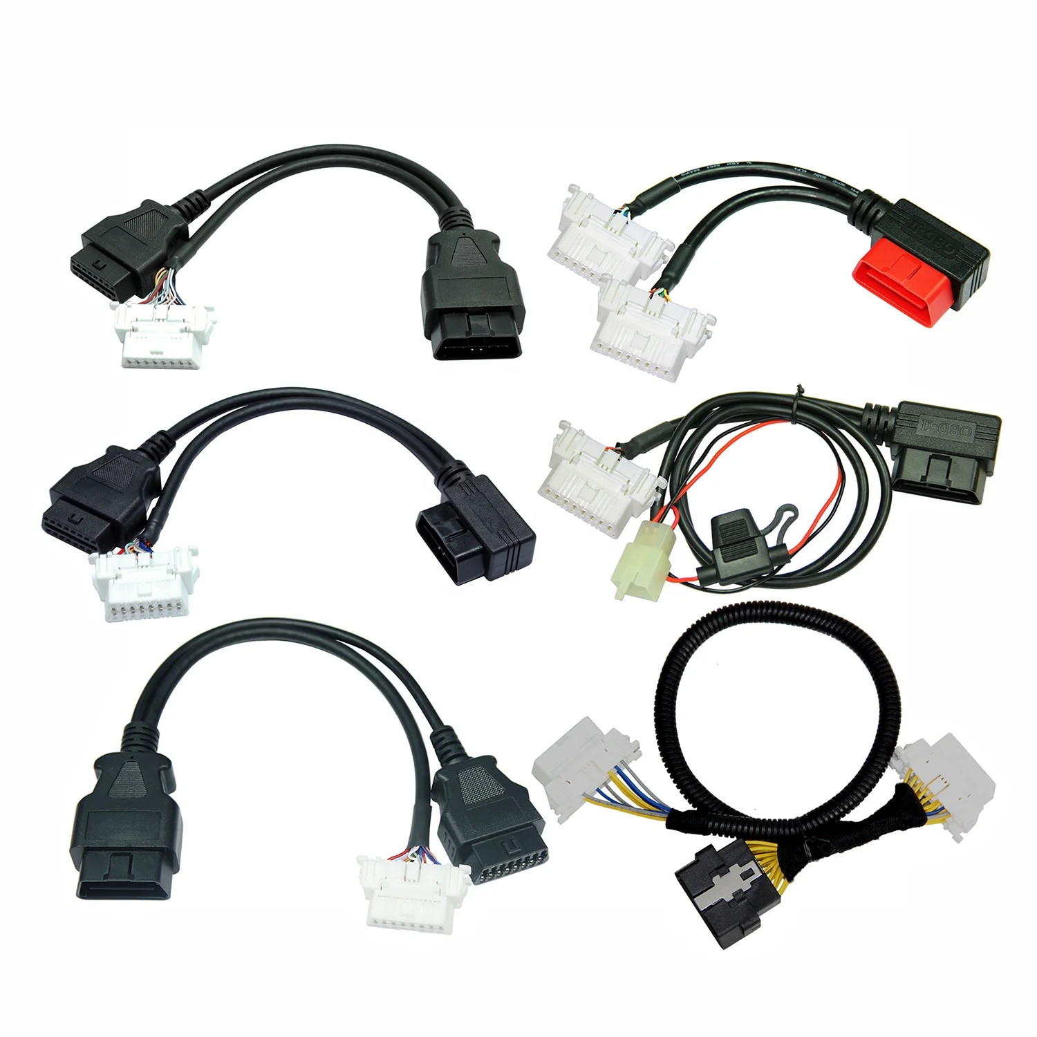 OBD2 OBD 2 II Male to Dual Y Splitter Wire White Female Connector Adapter OBDII 16pin Diagnostic Cable For Toyota Nissan Honda