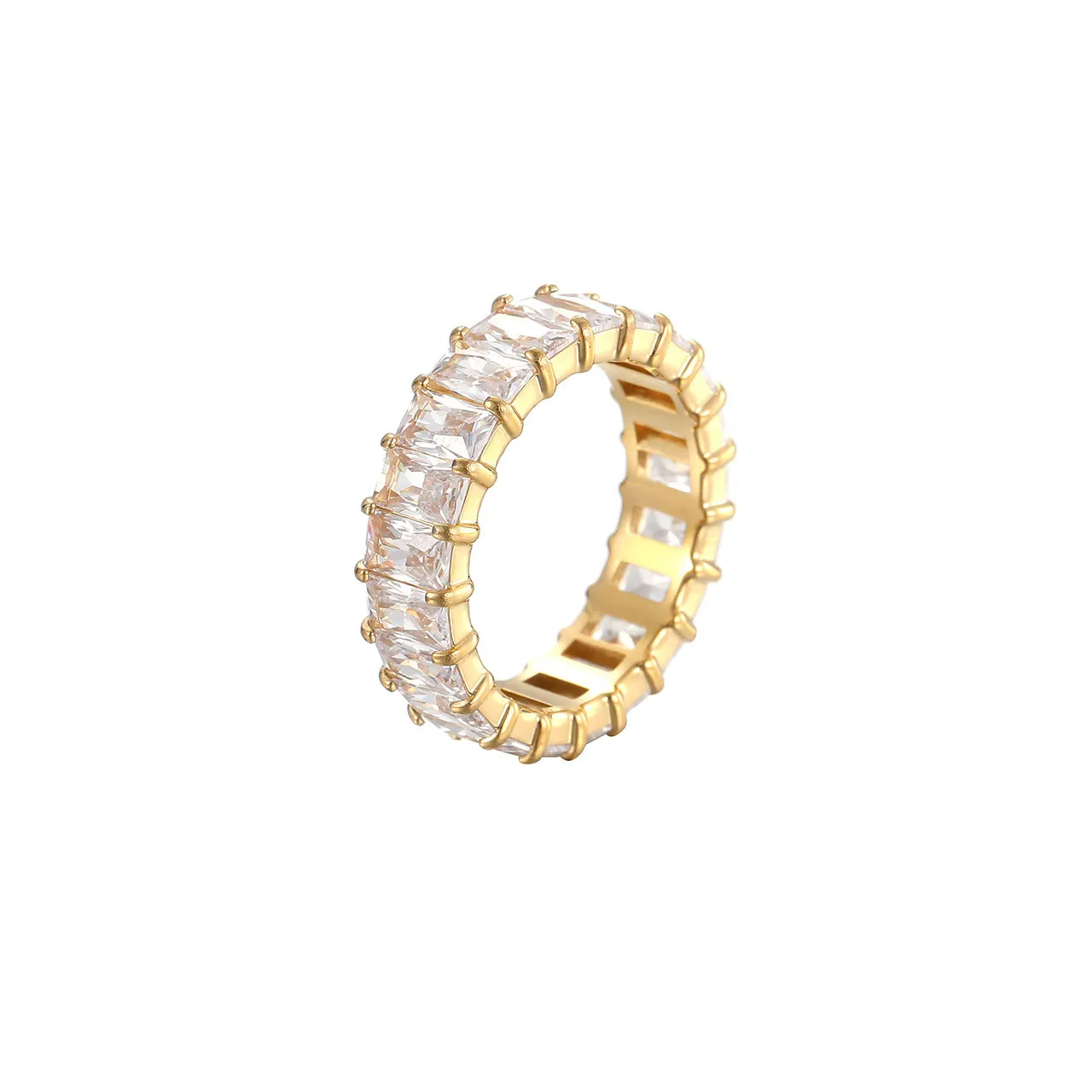 Simple light luxury elegant and exquisite lady new colorful multi  color vermiculite stainless steel wedding ring