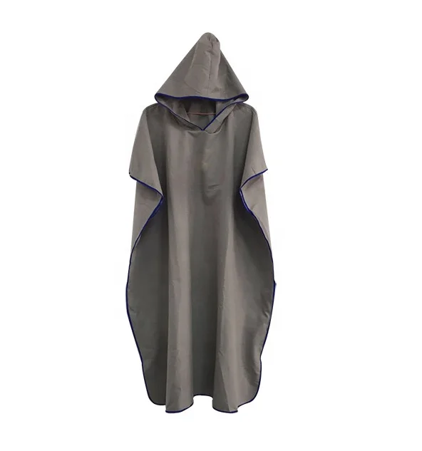 OEM wholesale microfiber surf suede poncho hooded towel with sleeves and pocket