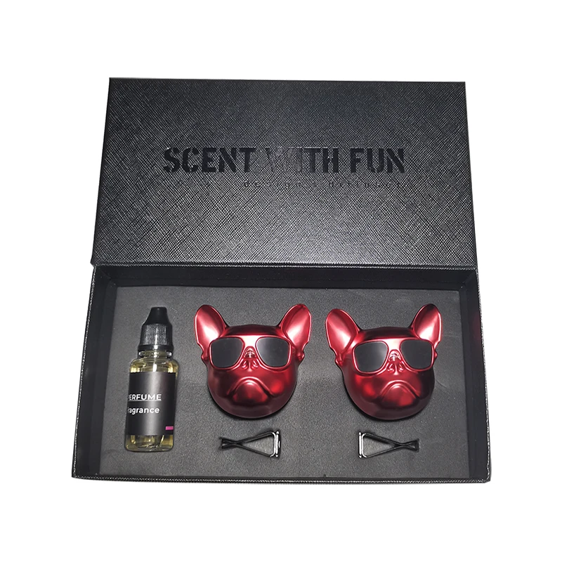 Car Dog Aromatherapy Gift Box Car Interiorair Outlet Diffuser Decoration Ornaments clip Bulldog Perfume Car Air Outlet Perfume