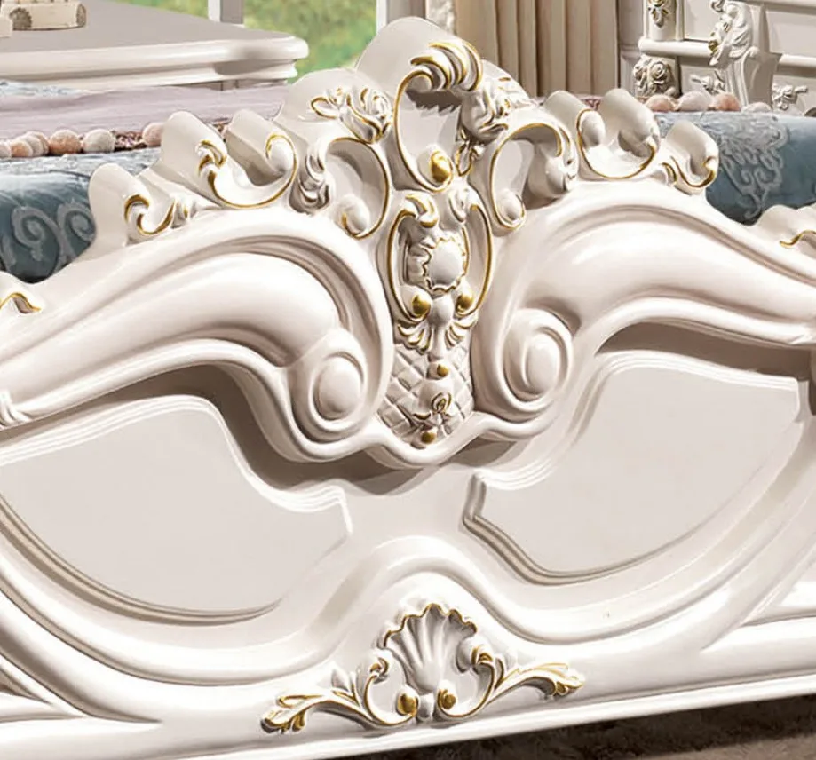 modern european solid wood bed Fashion Carved 1.8 m bed french bedroom furniture HC8801