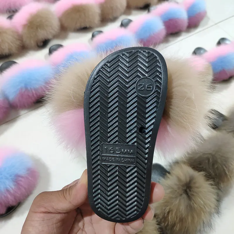 Kid Real Sandal Child Fox Fur Slipper