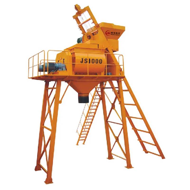 Minrui JS1000 Mortar Volumetric Concrete Mixer Skip Hook Lift Plaster Cement Power With Winch For Sale
