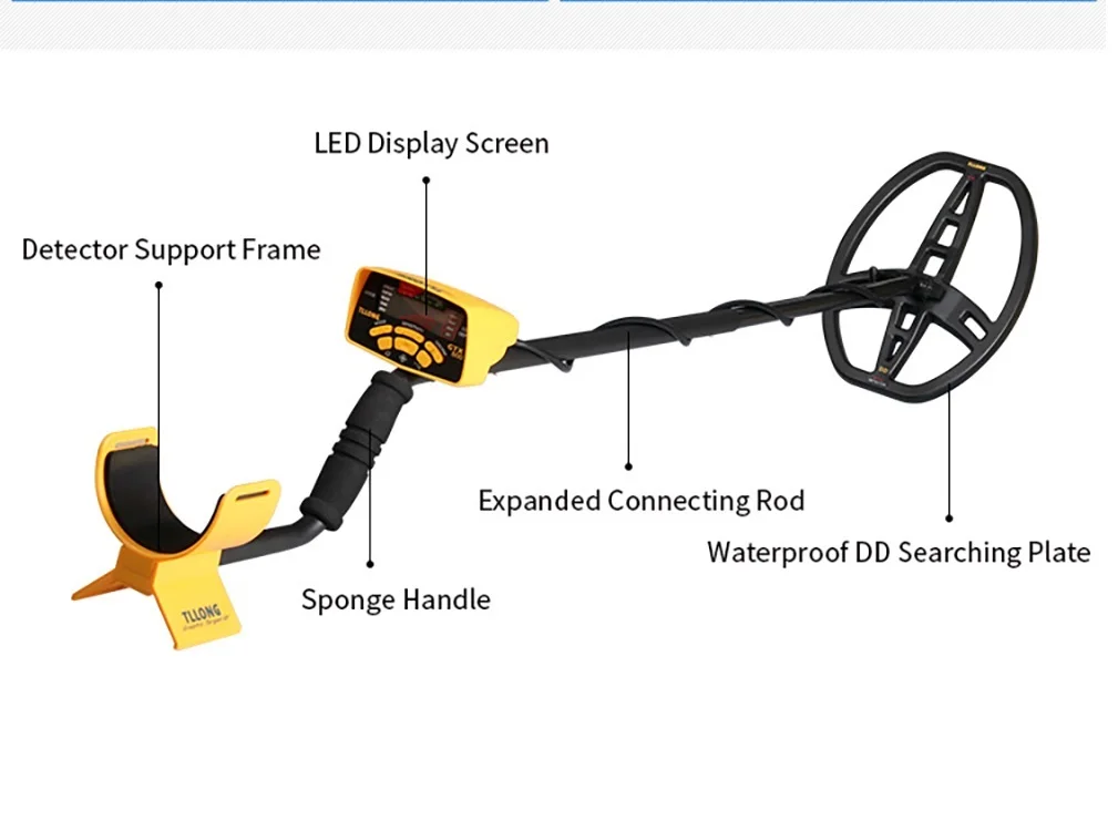 GTX500 Yellow waterproof LCD Display  Gold Metal Detector with five model lightweight detector