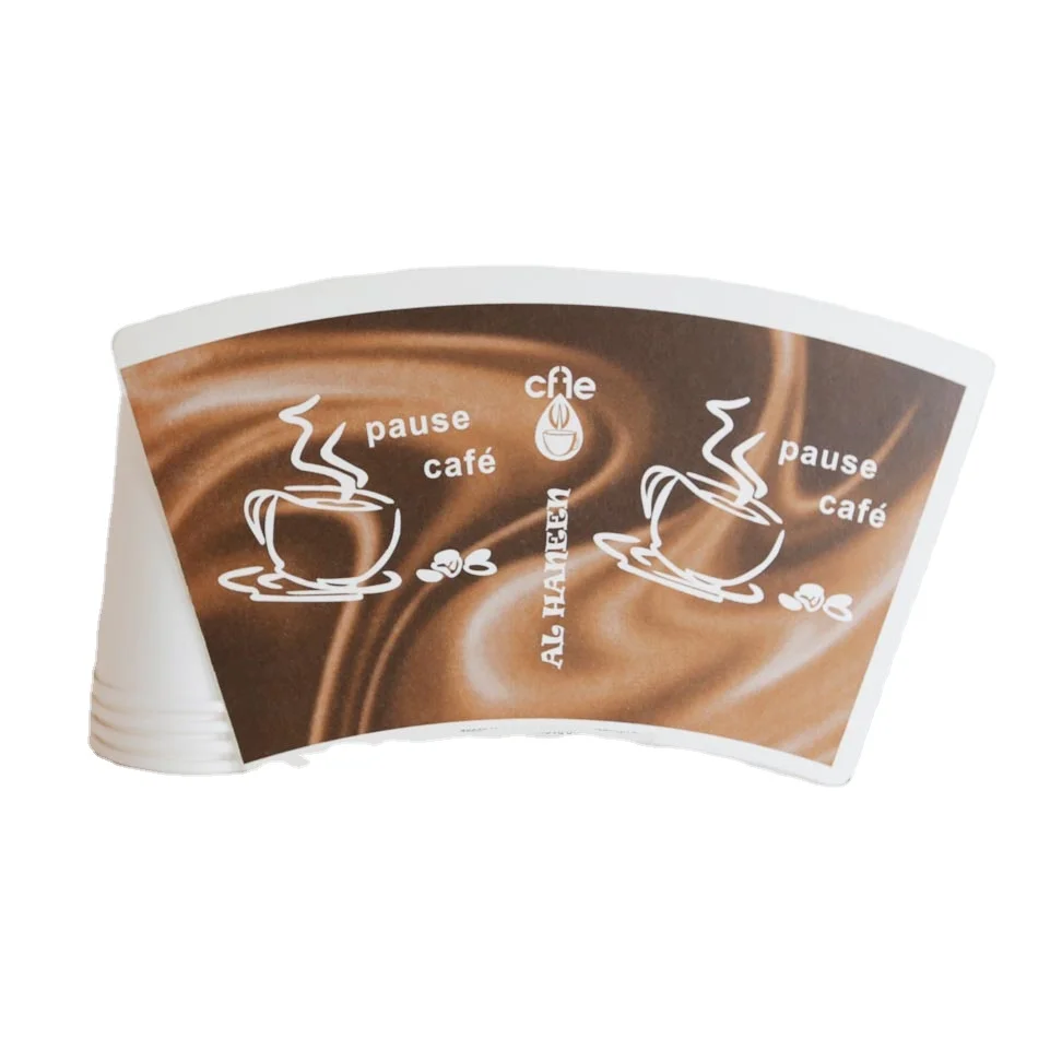 
8oz paper cup blank / paper cup fan / paper cup sheet PE coated base Paper for Coffee Cup Fan Brown color logo design 