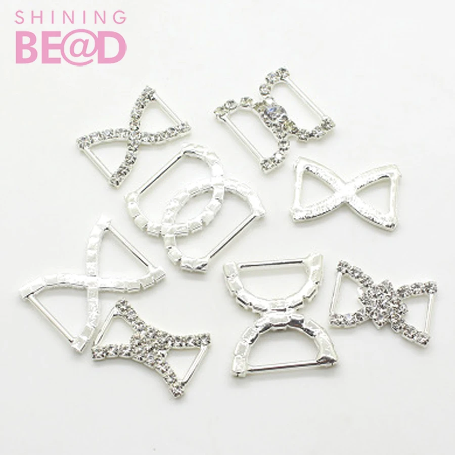 wholesale custom variety sparkling rhinestone bikini connector middle small buckle decorative connector for swimsuit