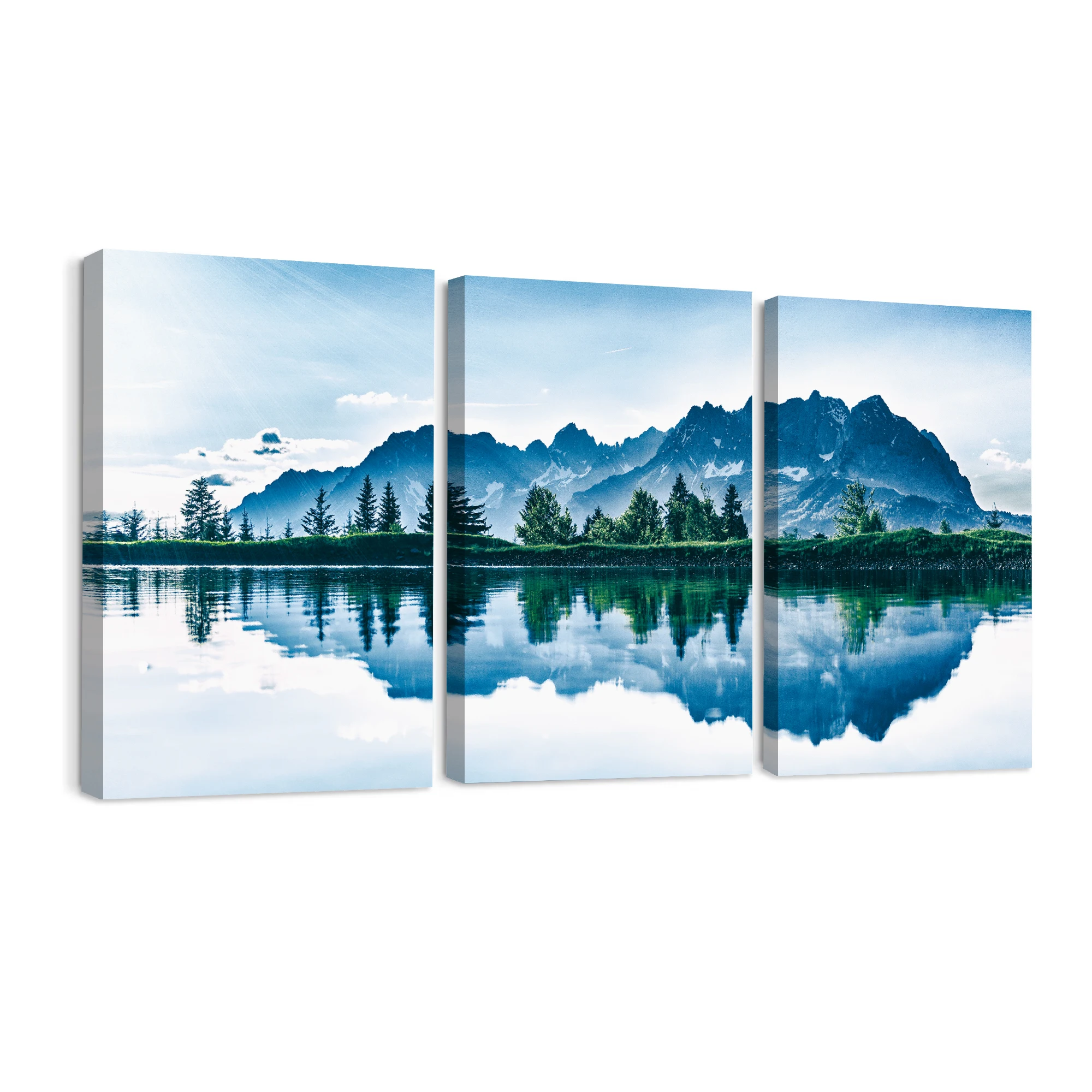 Factory Price Snow Mountain 3 Panels Beautiful Scenery Wall Painting Artwork