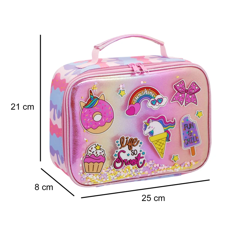 New Arrival Custom Insulated Pink Picnic Bag Dessert Design Waterproof Thermal Cooler Lunch Bag for Kids