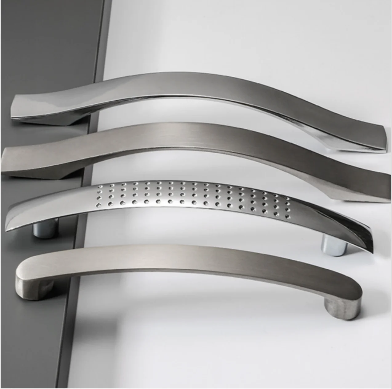Factory Direct Sales Modern Simple Bright Chrome Brushed Nickel Cabinet Drawer Handles Aluminum Alloy Solid