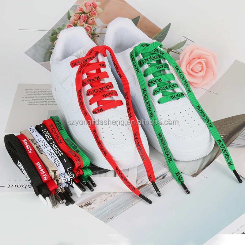 Shoelace factory charms wholesale Custom Logo/Color Shoe Rope Polyester Cotton Flat Sneaker Reflective Shoe Lace accessories