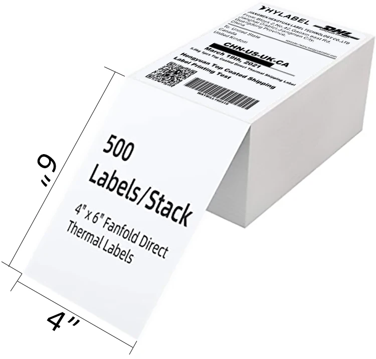 102x152mm 4x6 Thermal Label Waybill Address Waterproof Fan Fold Thermal Sticker Shipping Fanfold Label 4x6