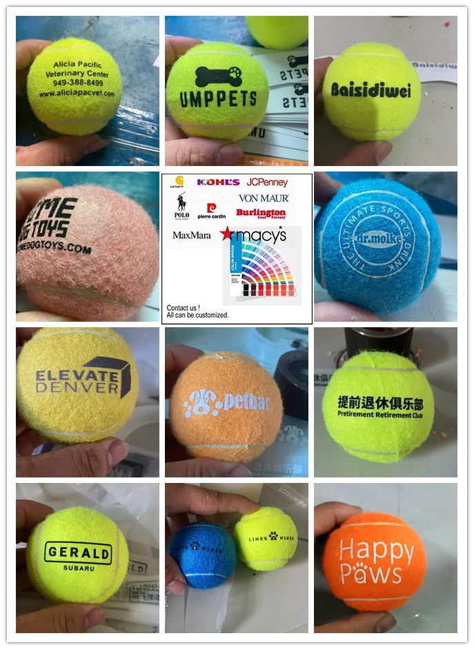 Custom Pink Blue Black Printed Color Printed Toy Brown Orange Ball Pet Tennis Ball