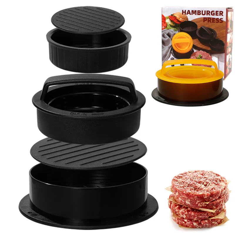 3 in 1 Plastic burger Maker Meat Pressing Machine round Cutlet Hamburger Patty Mold