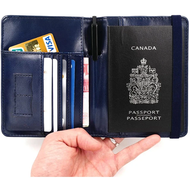 Passport Holder Cover Wallet RFID Blocking Leather Sleeve Card Case Travel Document Organizer Man and Ladies