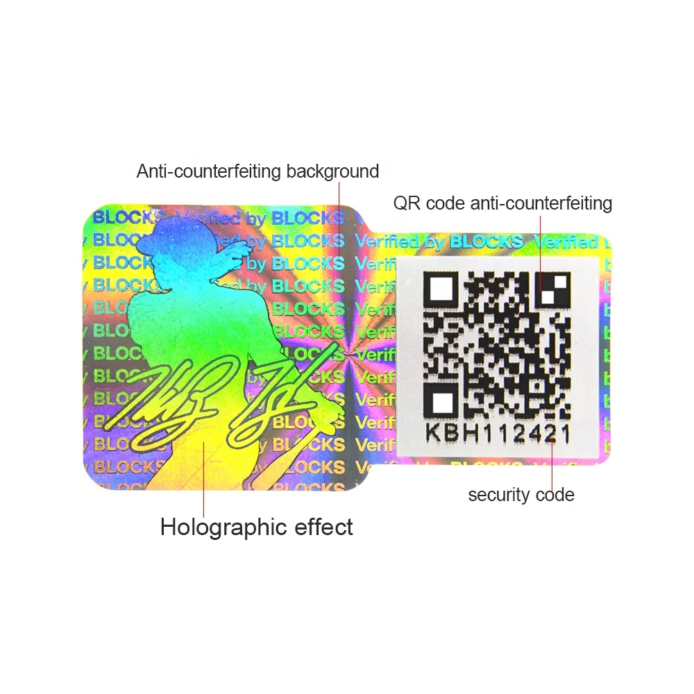 Waterproof Vinyl Die Cut Anti-fake Hologram Sticker Authenticity Security Sequence Codes With Special Void Logo Label