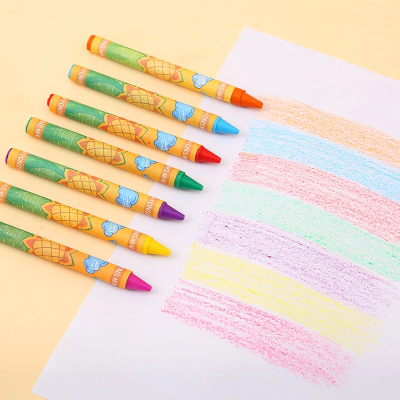 Bulk non toxic 0.8cm small 8 colors pack wax crayons for kids