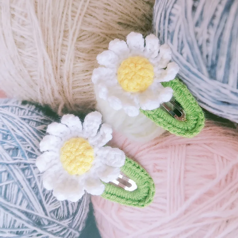 New Christmas Kids Gift Brooch Creative Hairpin Crochet Clip Sunflower Daisy Funny Clown BB  Clip Hair Accessories for Girls
