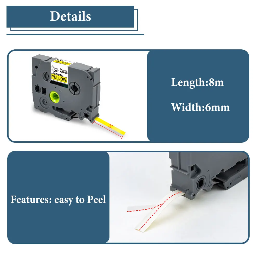 Unismar Compatible tze laminated 12mm tape TZe251 TZe 251 TZ-251 TZe-231 p touch tape label P-touch label printer label ribbon