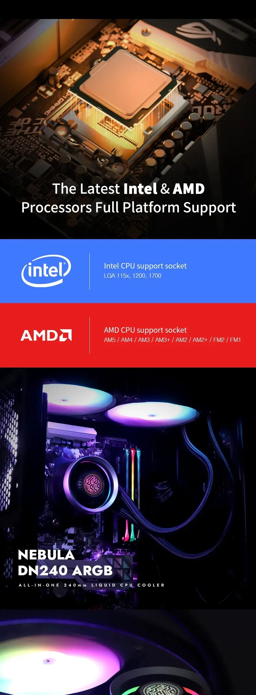 Новейшее охлаждение darkFlash DN240 Поддержка 1700 ЦП кулер для воды