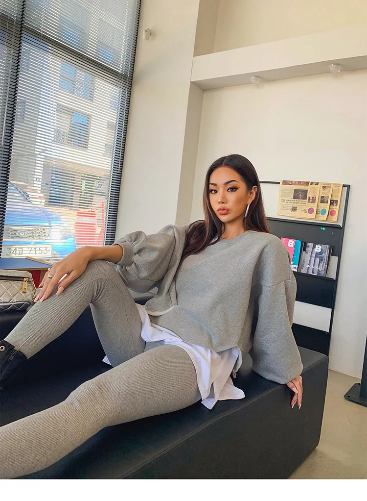 
2021 Hot sale Two Piece Set Pants Casual False Two Long-Sleeved Hoodie Sweat Suits For Women 