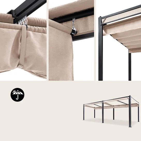 YASN 3x6M Aluminum Roof Pergola High Quality Curtain Outdoor Blackout Motorized Zip Track Zipper Roller Blinds