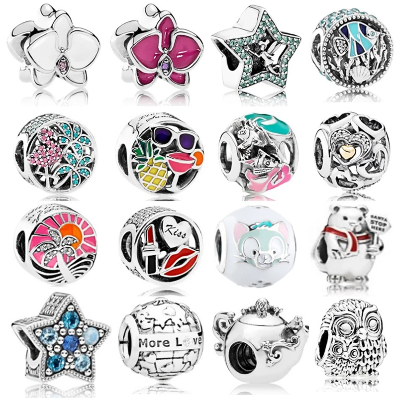 
925 sterling silver star charm for pandoras bracelet women jewelry 