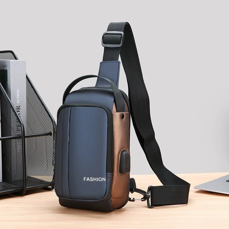 factory direct price fashion Multifunctional waterproof trend USB charging interface chest bags for men