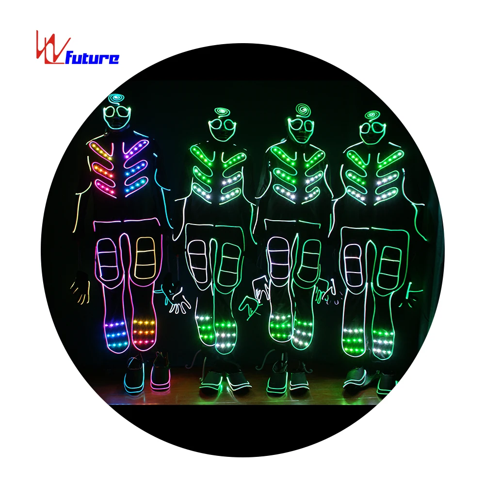 Future Full Color LED & Fiber Optic Jumpsuit With Mask, Gloves, Shoes Cover
