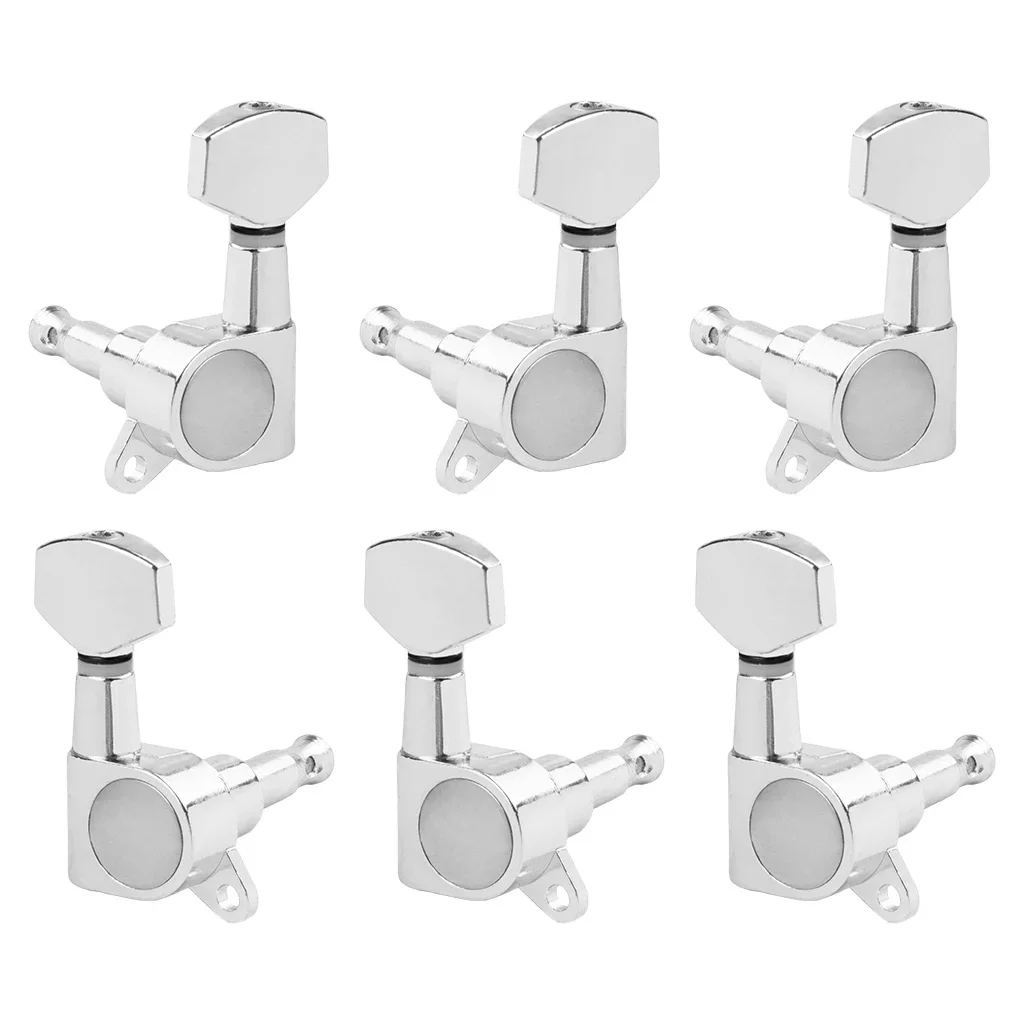 NAOMI 3L3R Acoustic Guitar Tuning Pegs Machine Head Tuners Chrome Knobs Tuning Keys Wear-Resistant Enclosed Locking Tuners