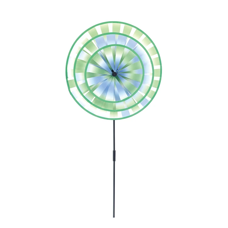 Высококачественное украшение для улицы, красочные игрушки с колесиками, Детская Тройная вращающаяся ветряная мельница