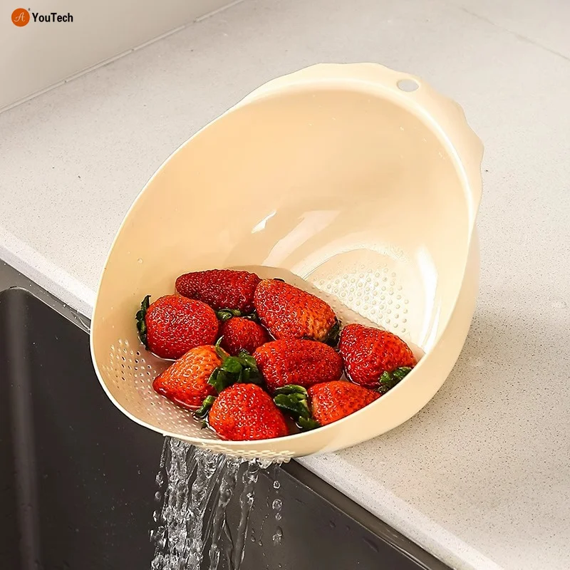 Home rice washing machine bevel drain basket fruit tray washing basket kitchen multi-functional rice washing sieve