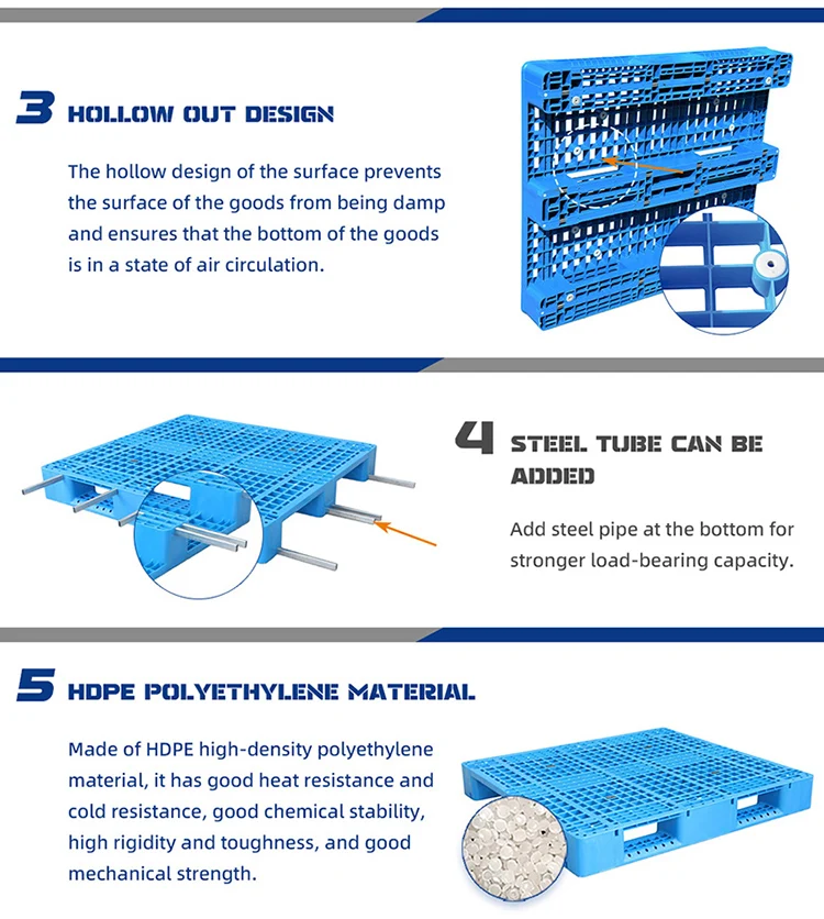 Industrial Recycled Euro  HDPE Transportation Racking Plastic Pallets Manufacturers for Warehouse Storage