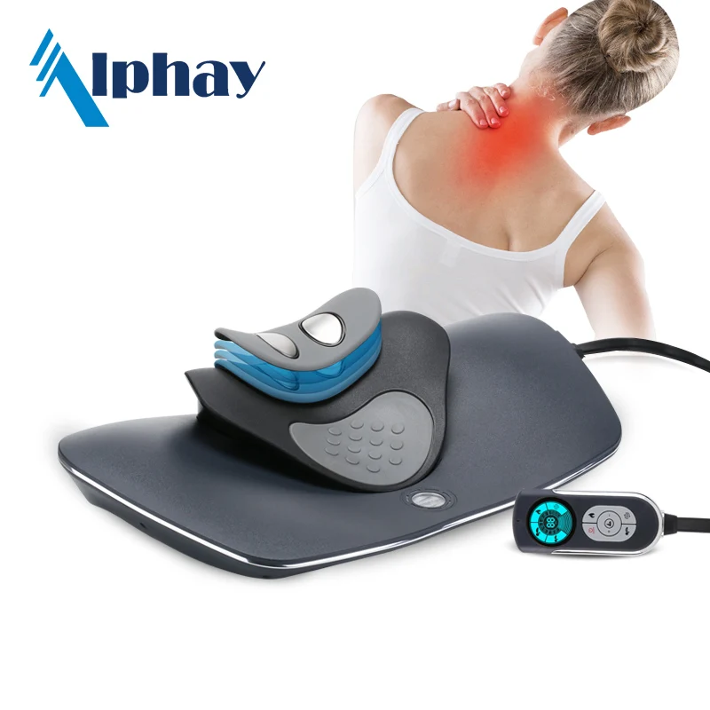Hot Selling Product 2024 Alphay wholesale Inflatable Neck Stretcher Electric Massager Cervical Traction Neck Rest Massage Pillow