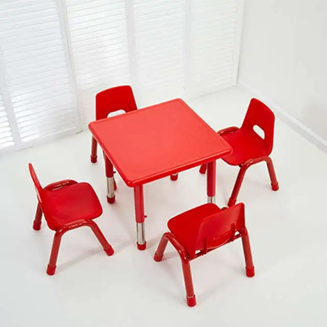 HPL height adjustable child kindergarten furniture toddler table and chair set
