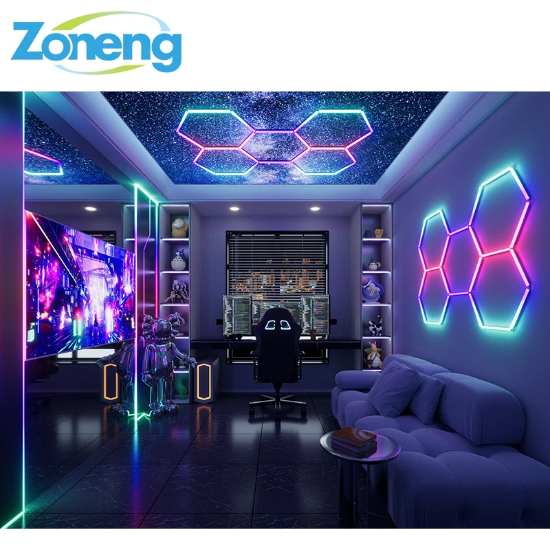High-end Hexagonal Rgb Ceiling Lights Bar Gym KTV Rgb Led Hexagon Lights Aluminium Led Tube Rgb
