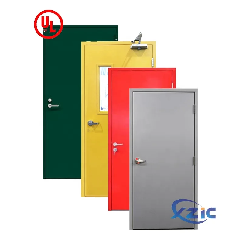 UL Factory Hot Sales 2 hours Entrance Metal Exterior single Double Doors Front Fancy Metal fire rated Doors Fire Proof Door