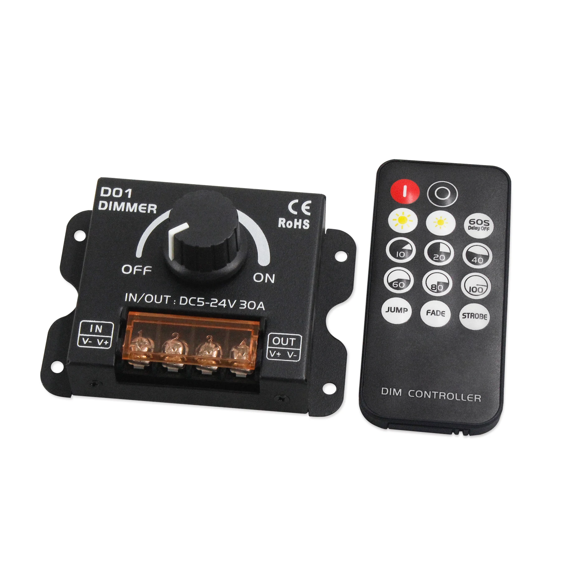 Прямой завод 30A RF2.4G 10Key DC5V 24V поворотный диммер Одноцветный контроллер для световой полосы