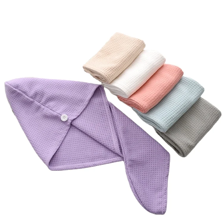 Wholesale Quick Dry Microfiber Hair Turban Wrap Towel Waffle Head Wrap